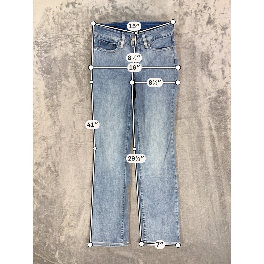 NYDJ Marilyn Straight Leg Jeans Women's Size 4P Light Wash Blue Denim Lift Tuck - Picture 6 of 7